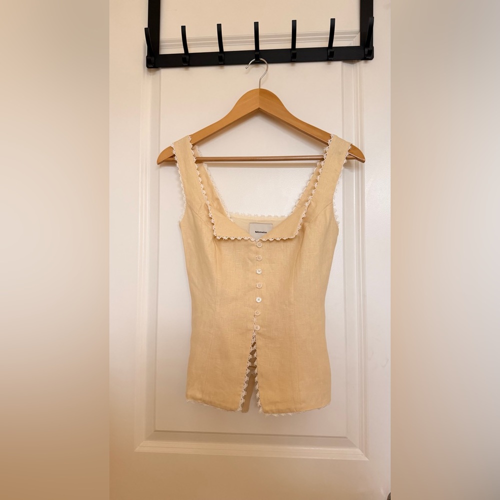 Reformation Viola Linen Top in Sugar. Brand new without tags, never worn. - Picture 7 of 12